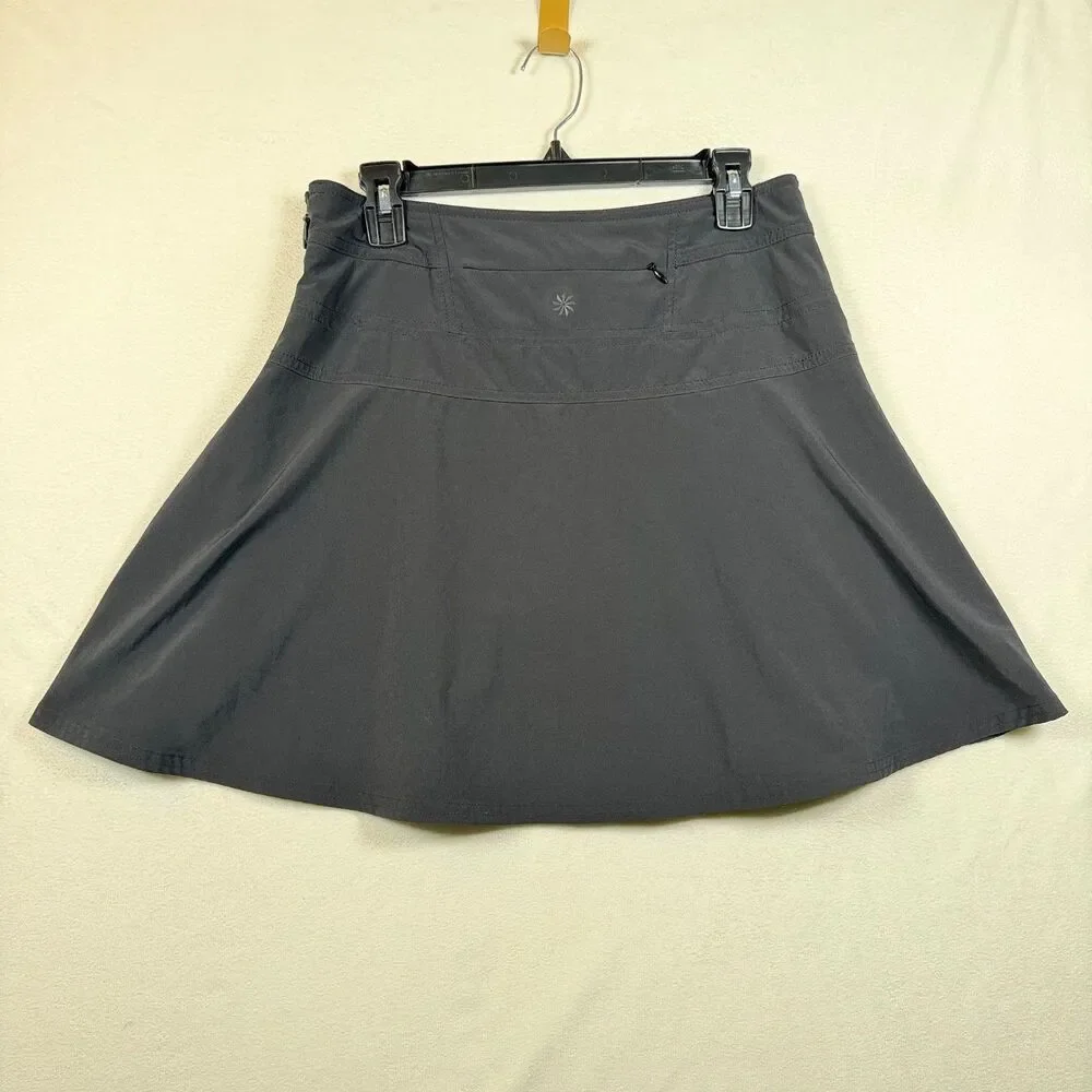 Athleta Everyday Skort Black Size 6 Athletic Golf Tennis Skirt Zip Pocket Stretc